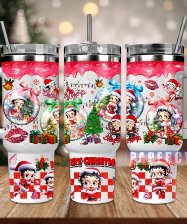 Festive Holiday Tumbler with Handle & Straw - Christmas Design