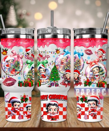 Festive Christmas Cartoon Character Tumbler with Straw - Holiday Gift