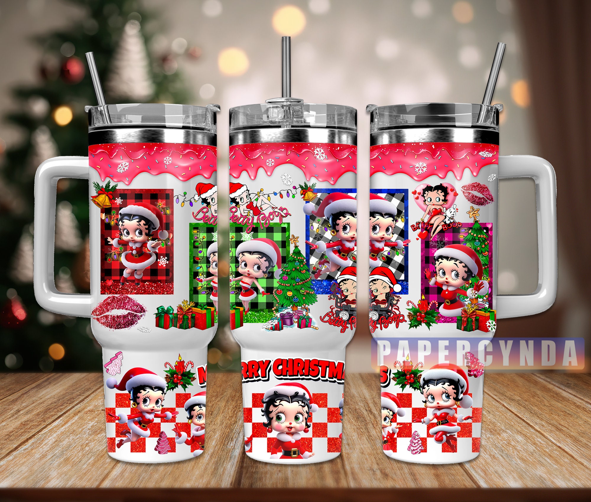 Festive Christmas Cartoon Character Travel Mug with Handle - Holiday Gift Idea