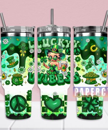 Lucky Vibes St. Patrick's Day Tumbler with Straw - 40oz