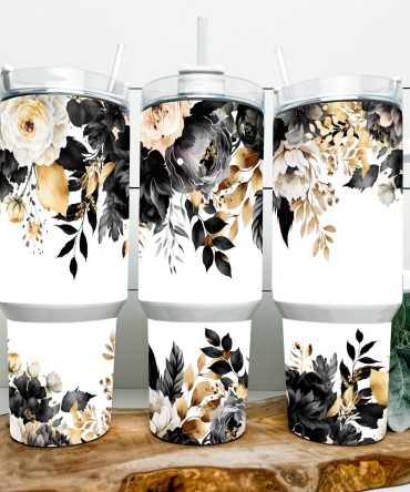 Elegant Floral Insulated Tumbler with Handle - Perfect for Hot & Cold Beverages