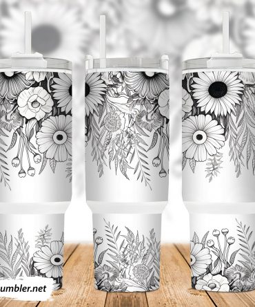 Floral Sublimation Tumbler with Handle - Perfect for Custom Gifts & Personal Use