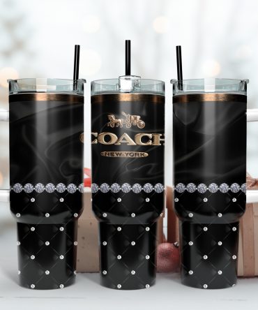 Elegant Black Tumbler with Handle & Straw - Luxury Diamond Design Mug
