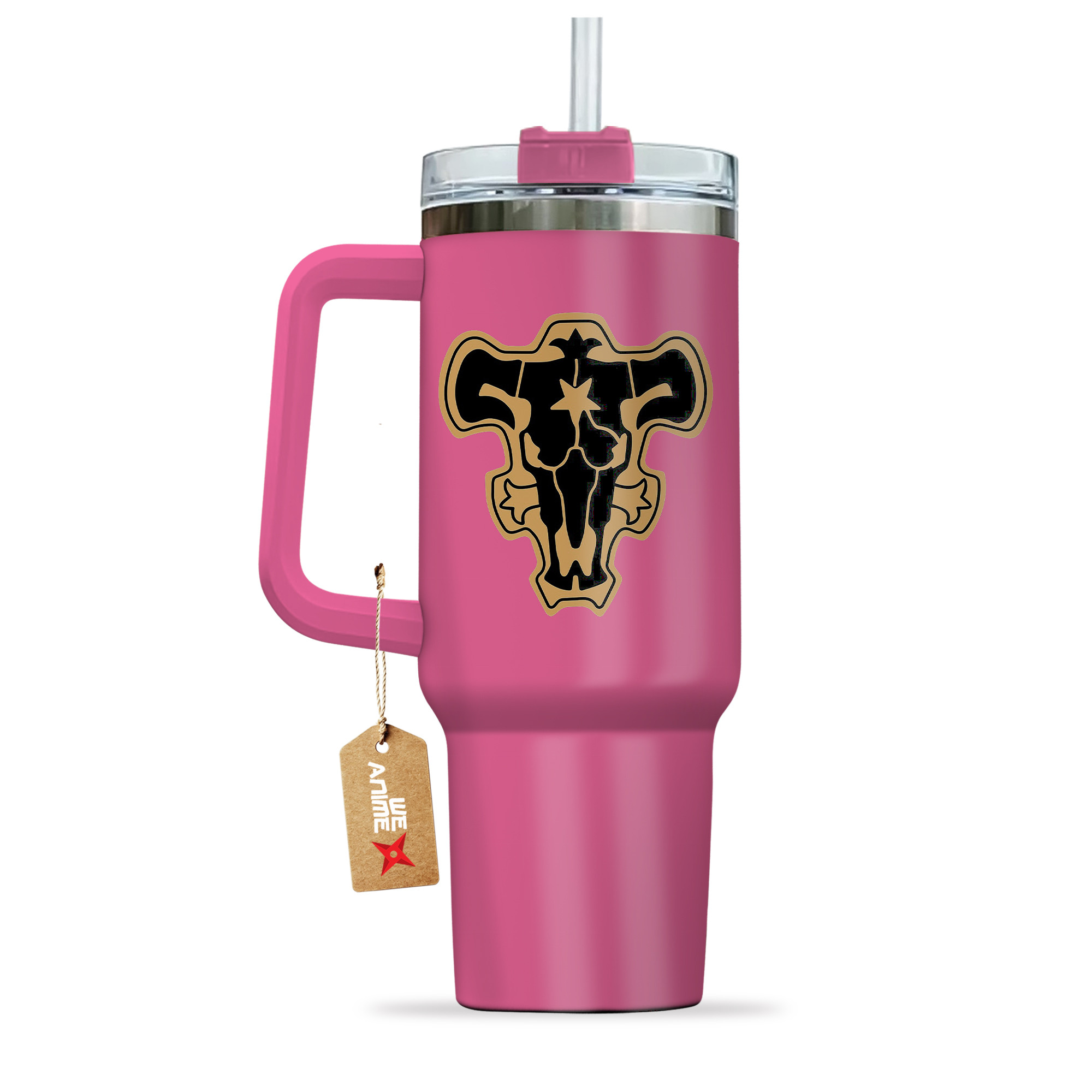 Custom Name Pink Insulated Mug - Personalized Stainless Steel Tumbler with Straw & Handle - Image 4