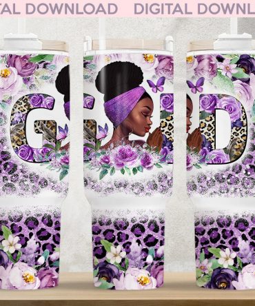 Elegant Floral & Leopard Print Tumbler Wrap - Digital Download