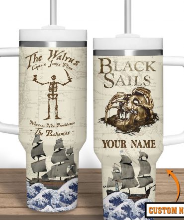 Personalized Pirate Adventure Tumbler - Black Sails Design with Custom Name