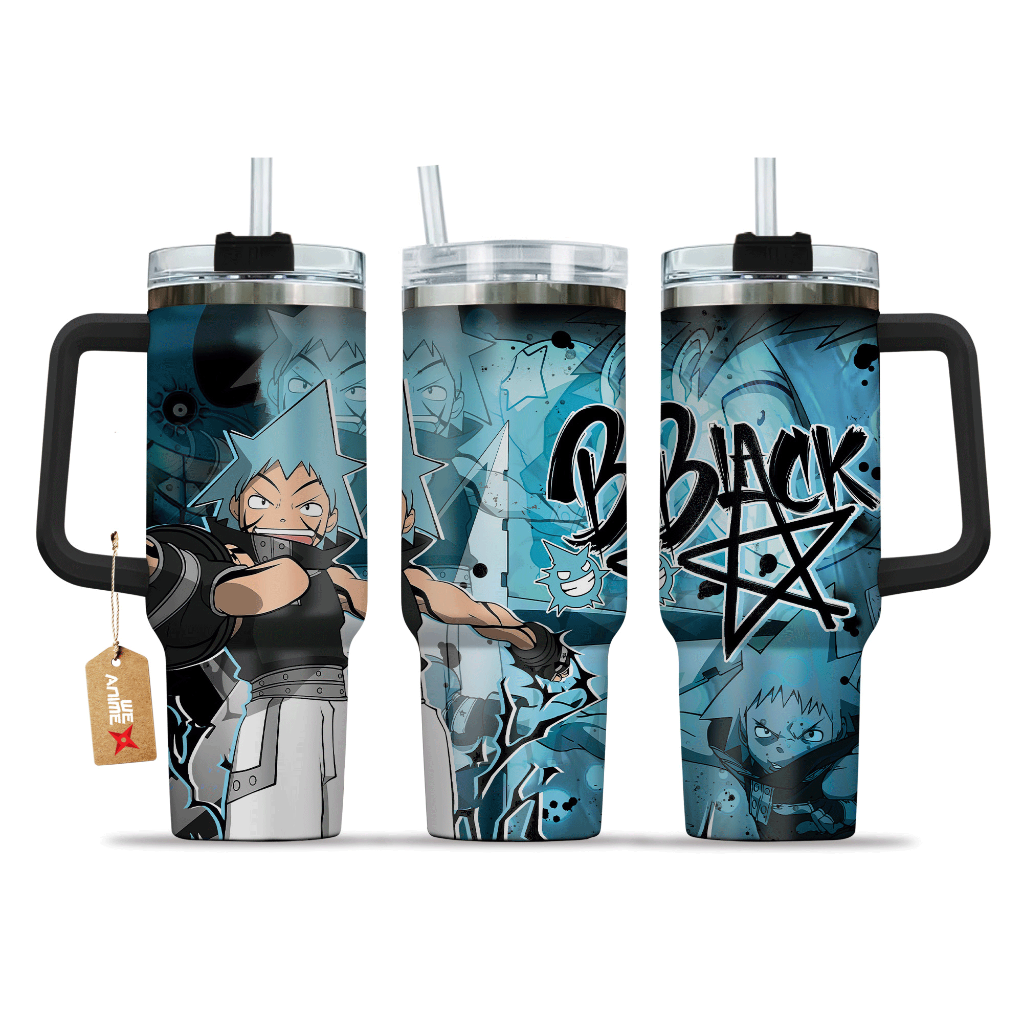 Anime Warrior Tumbler with Straw - Double Wall Insulated Travel Mug