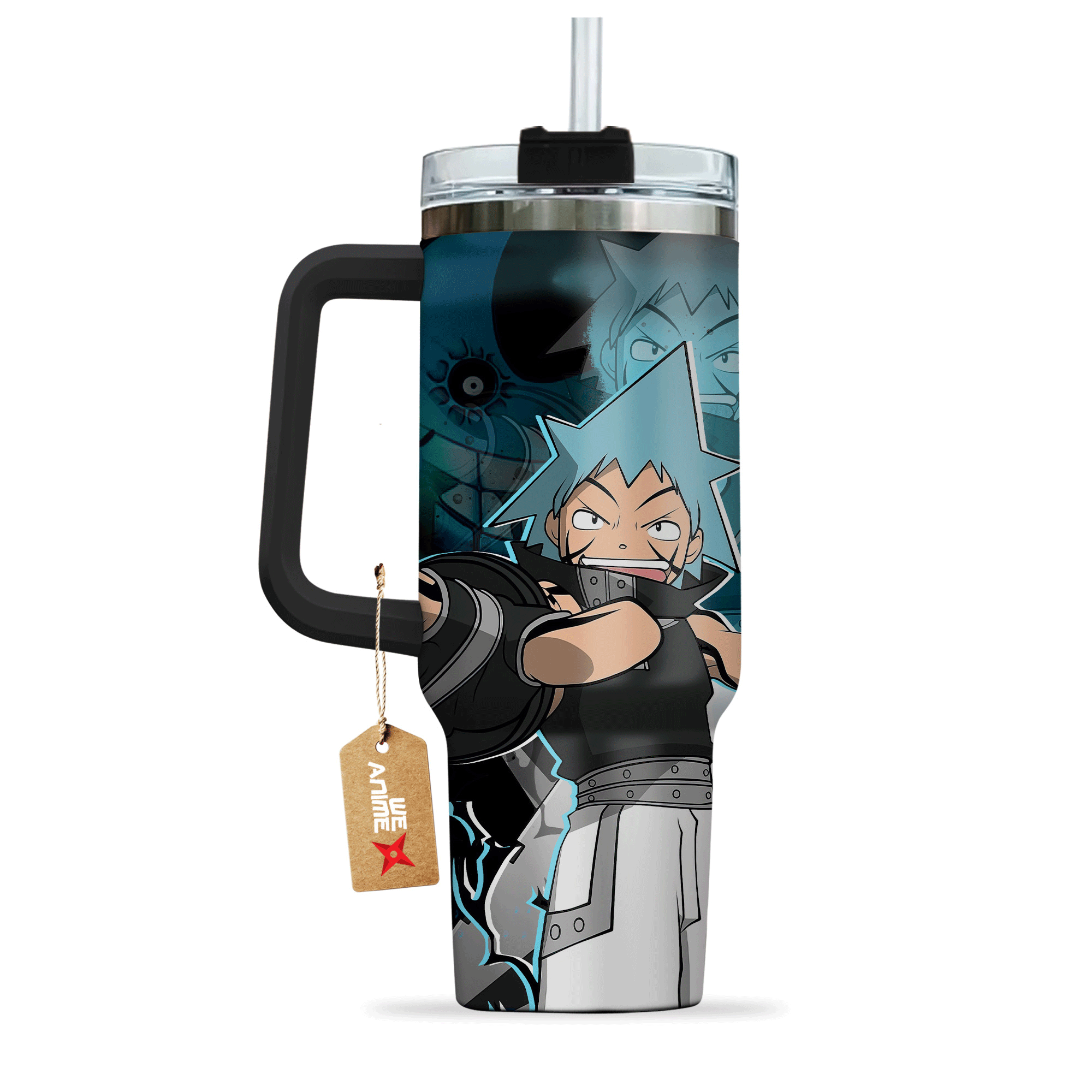Anime Warrior Tumbler with Straw - Double Wall Insulated Travel Mug - Image 4