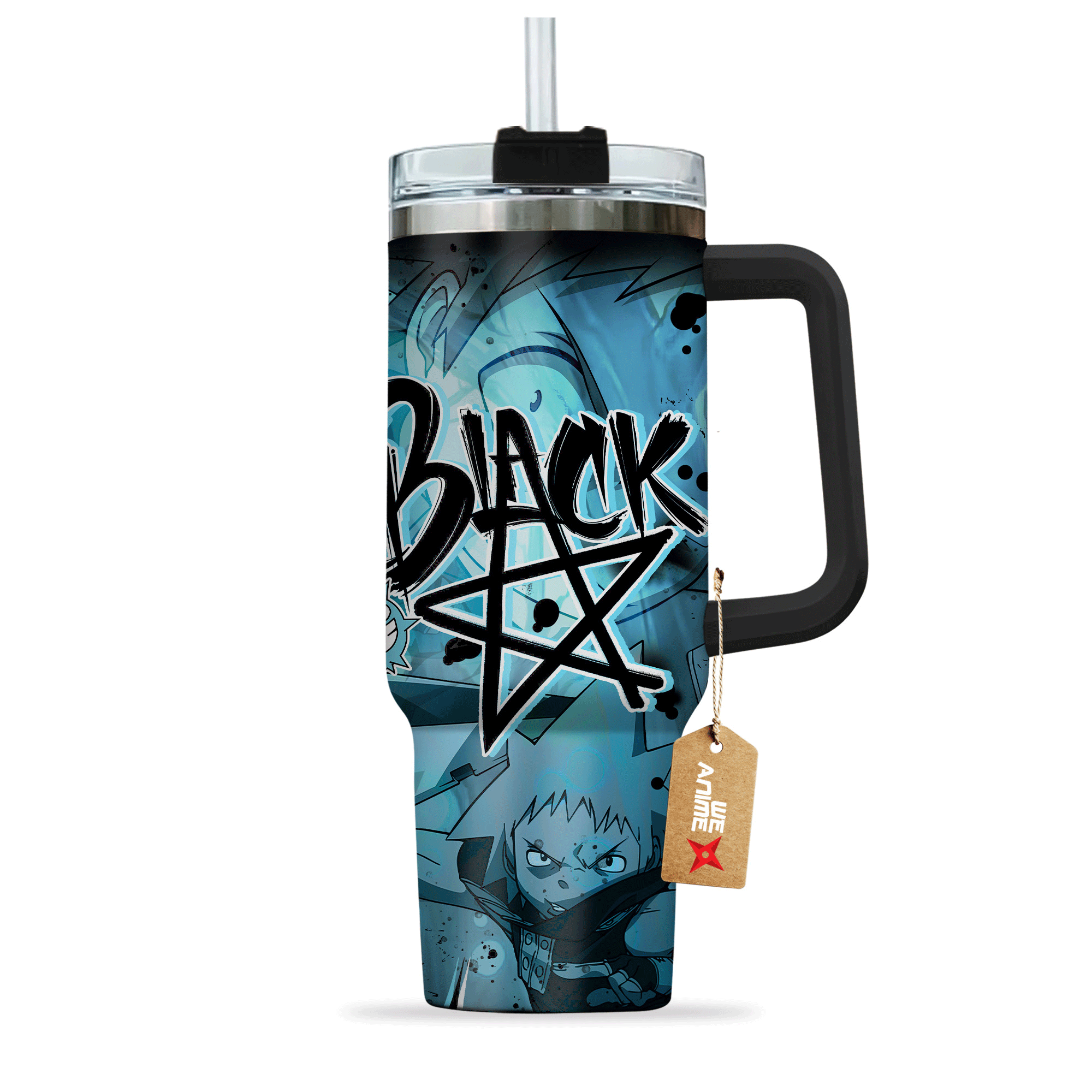 Anime Warrior Tumbler with Straw - Double Wall Insulated Travel Mug - Image 3