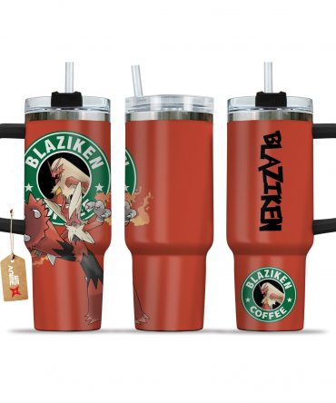 Blaziken Inspired Stainless Steel Tumbler with Handle & Straw - 40oz