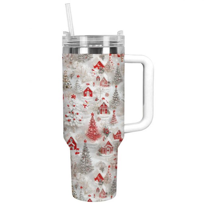 Blissful Christmas Custom Stanley Quencher 40oz Stainless Steel Tumbler With Handle