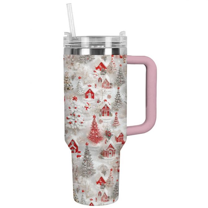 Blissful Christmas Custom Stanley Quencher 40oz Stainless Steel Tumbler With Handle - Image 3