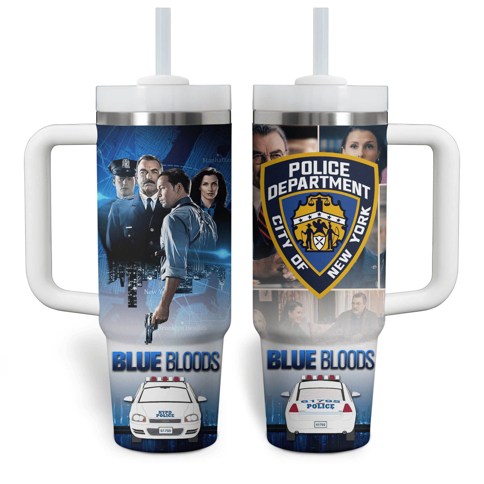 Blue Bloods NYPD Travel Mug with Handle & Straw – Durable & Stylish