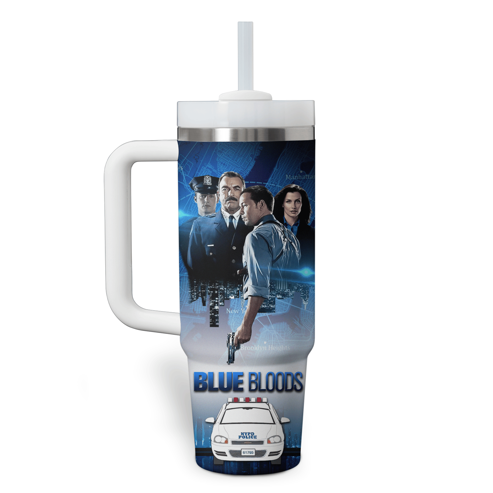 Blue Bloods NYPD Travel Mug with Handle & Straw – Durable & Stylish - Image 2