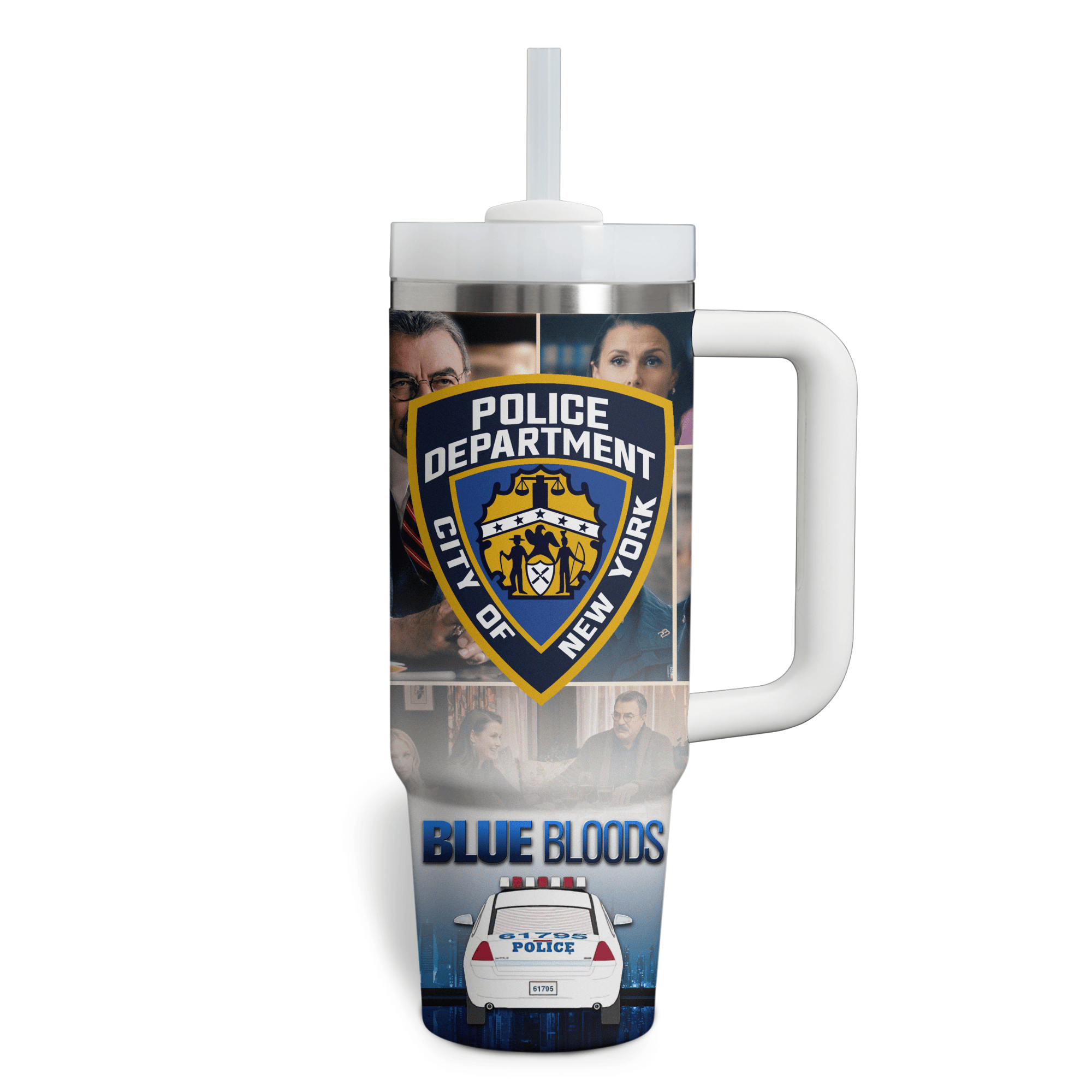 Blue Bloods NYPD Travel Mug with Handle & Straw – Durable & Stylish - Image 3