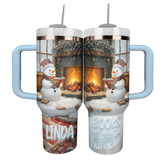 Books Are Worth Melting For Christmas Custom Stanley Quencher 40oz Stainless Steel Tumbler With Handle