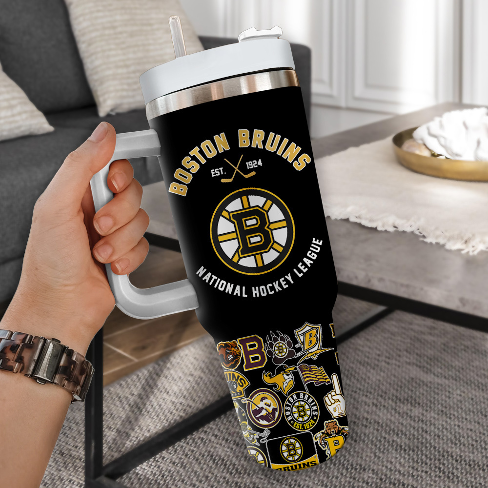Boston Bruins Stainless Steel Tumbler - Double Wall Insulated Travel Mug - Image 2