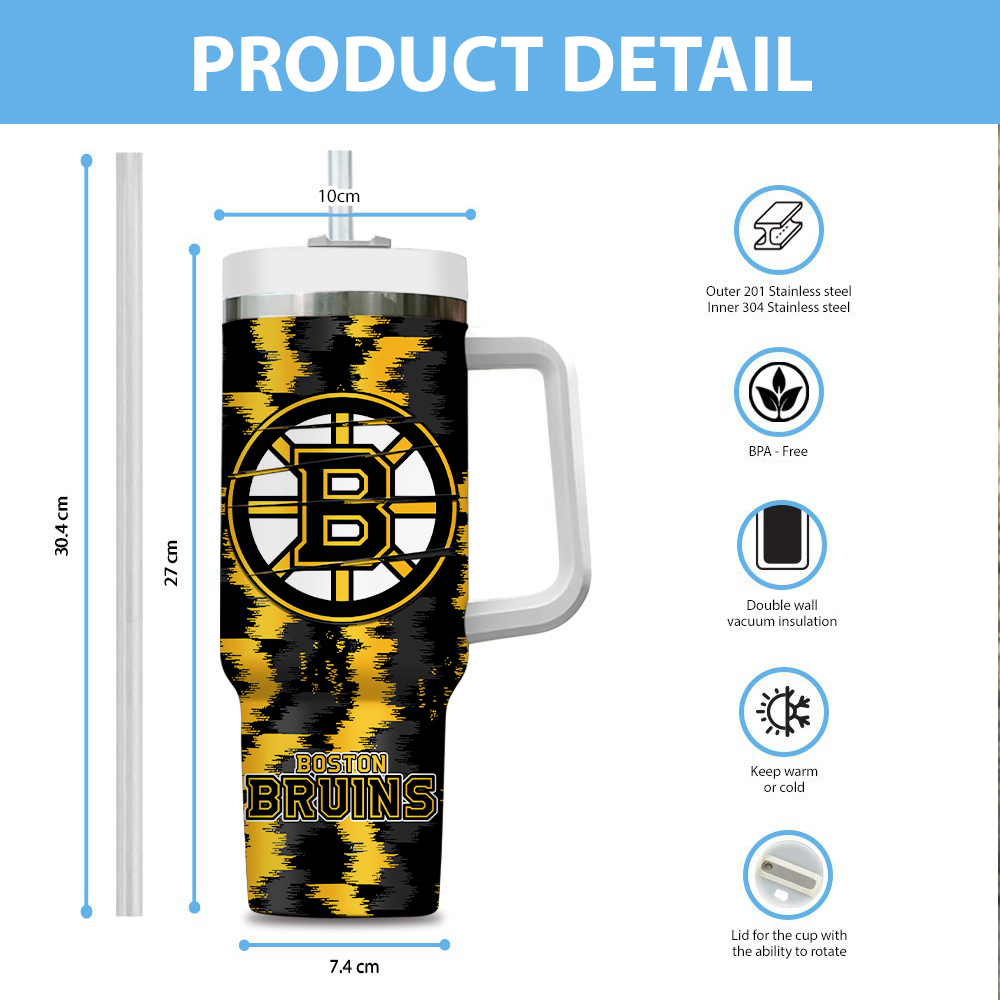 Boston Bruins Insulated Tumbler with Handle - Keep Drinks Hot & Cold - Image 4