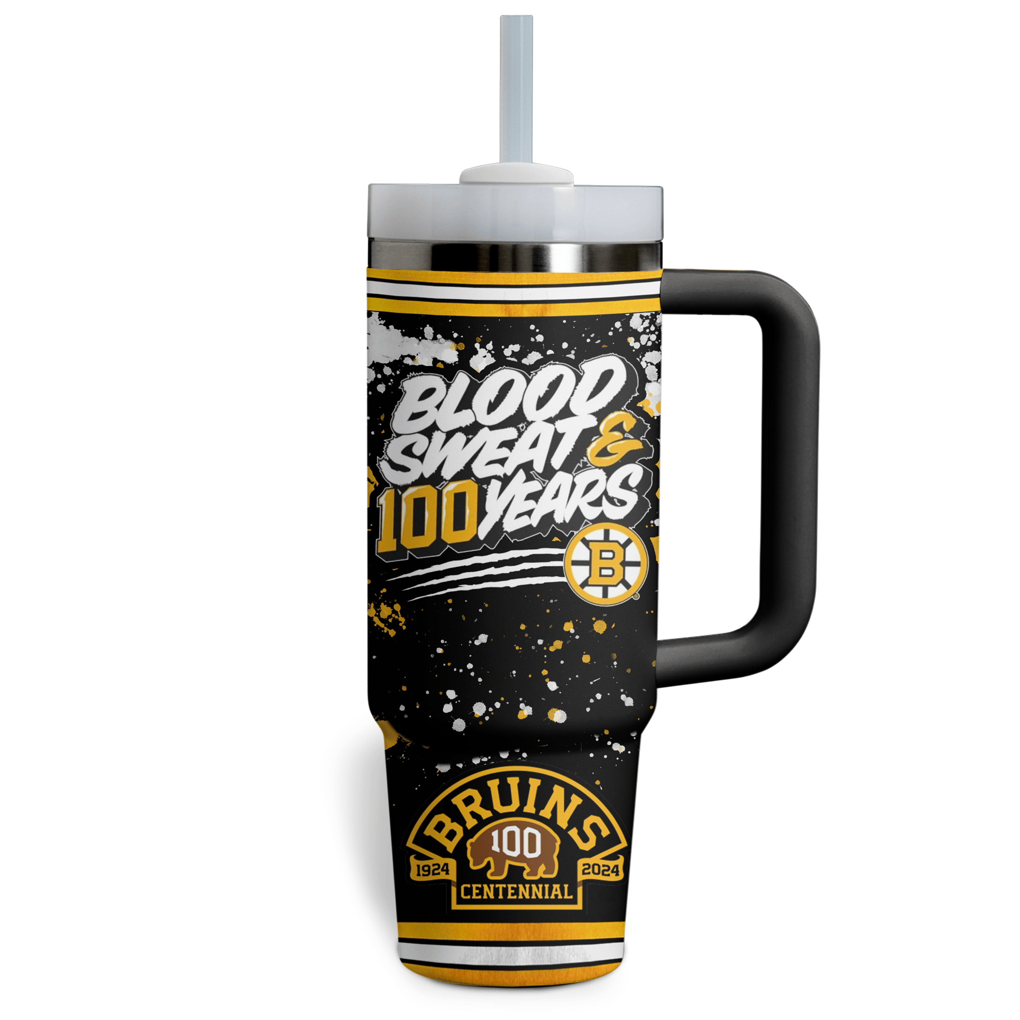 Boston Bruins Centennial Travel Mug with Handle - Celebrate 100 Years - Image 3