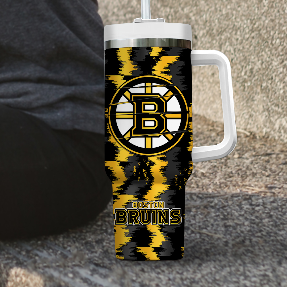 Boston Bruins Insulated Tumbler with Handle - Keep Drinks Hot & Cold - Image 2
