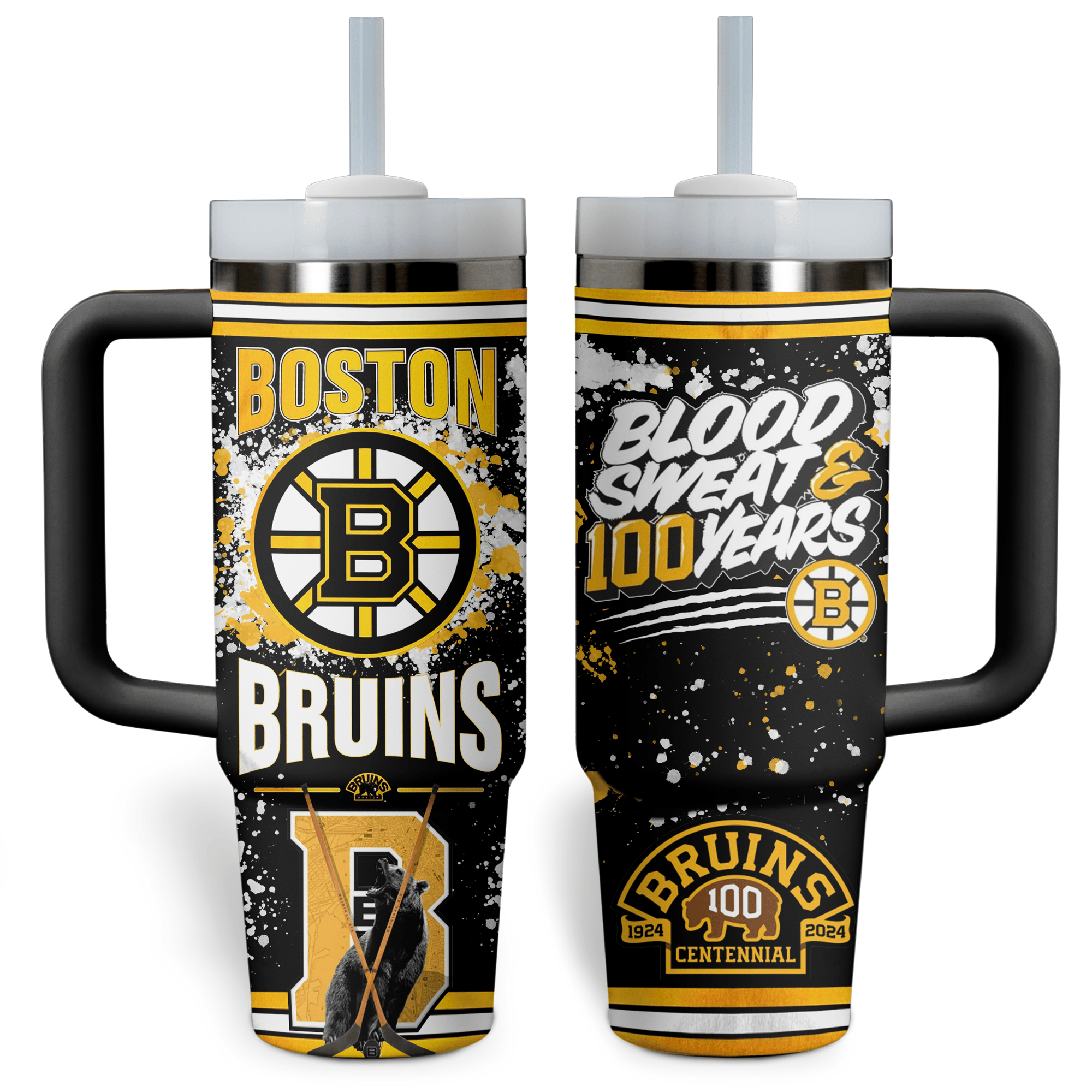 Boston Bruins Centennial Travel Mug with Handle - Celebrate 100 Years