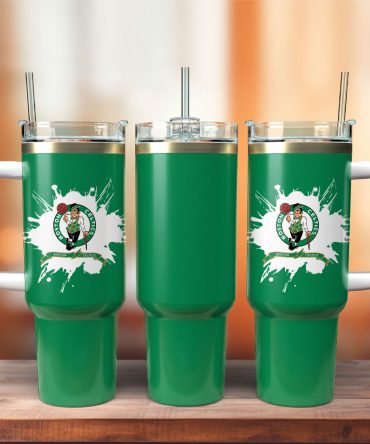 Boston Basketball Team Tumbler with Handle - Insulated Travel Mug