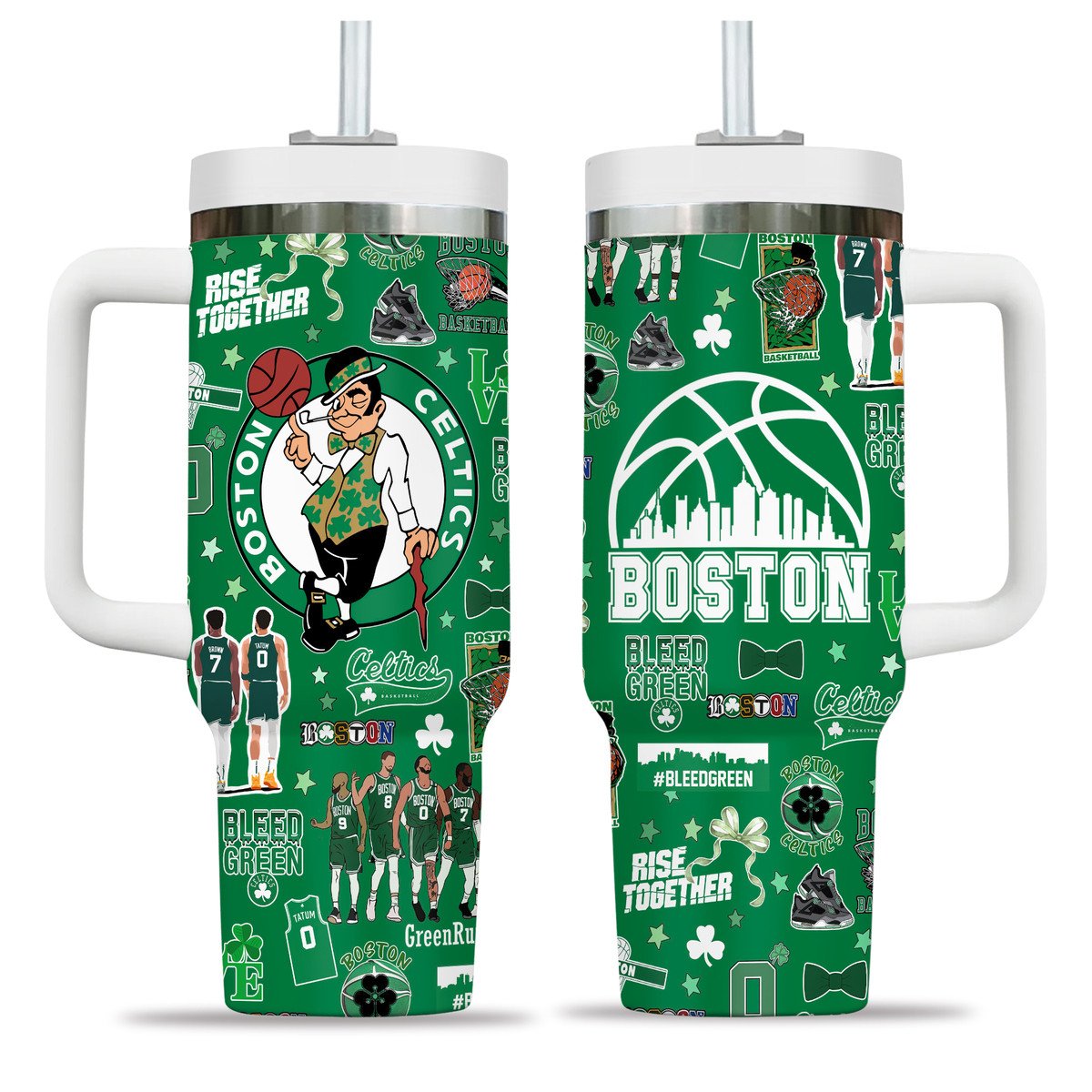 Boston Celtics Fan Tumbler with Handle - Insulated, Durable, and Stylish