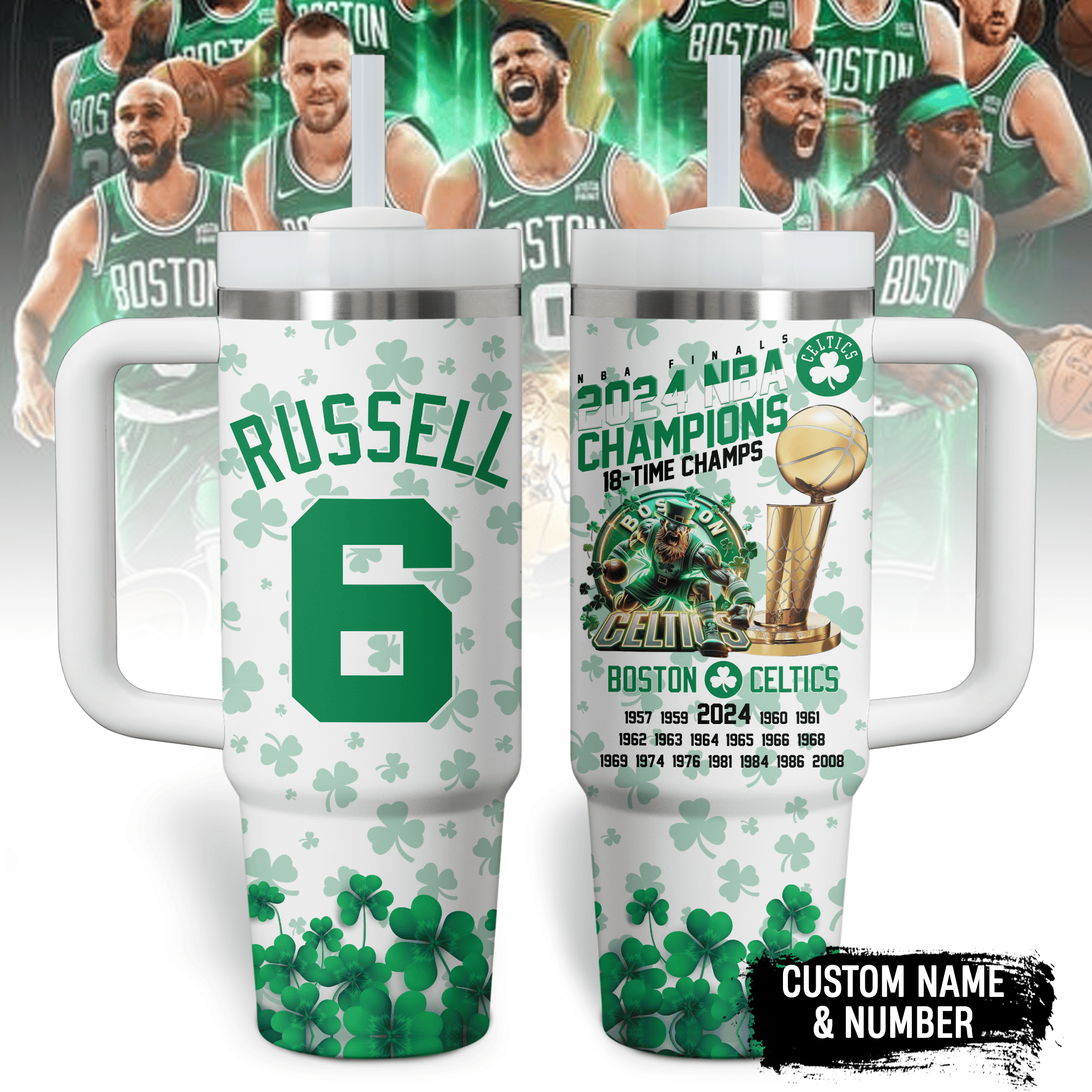 Custom Boston Basketball Champions Mug - Personalized Name & Number - Image 3