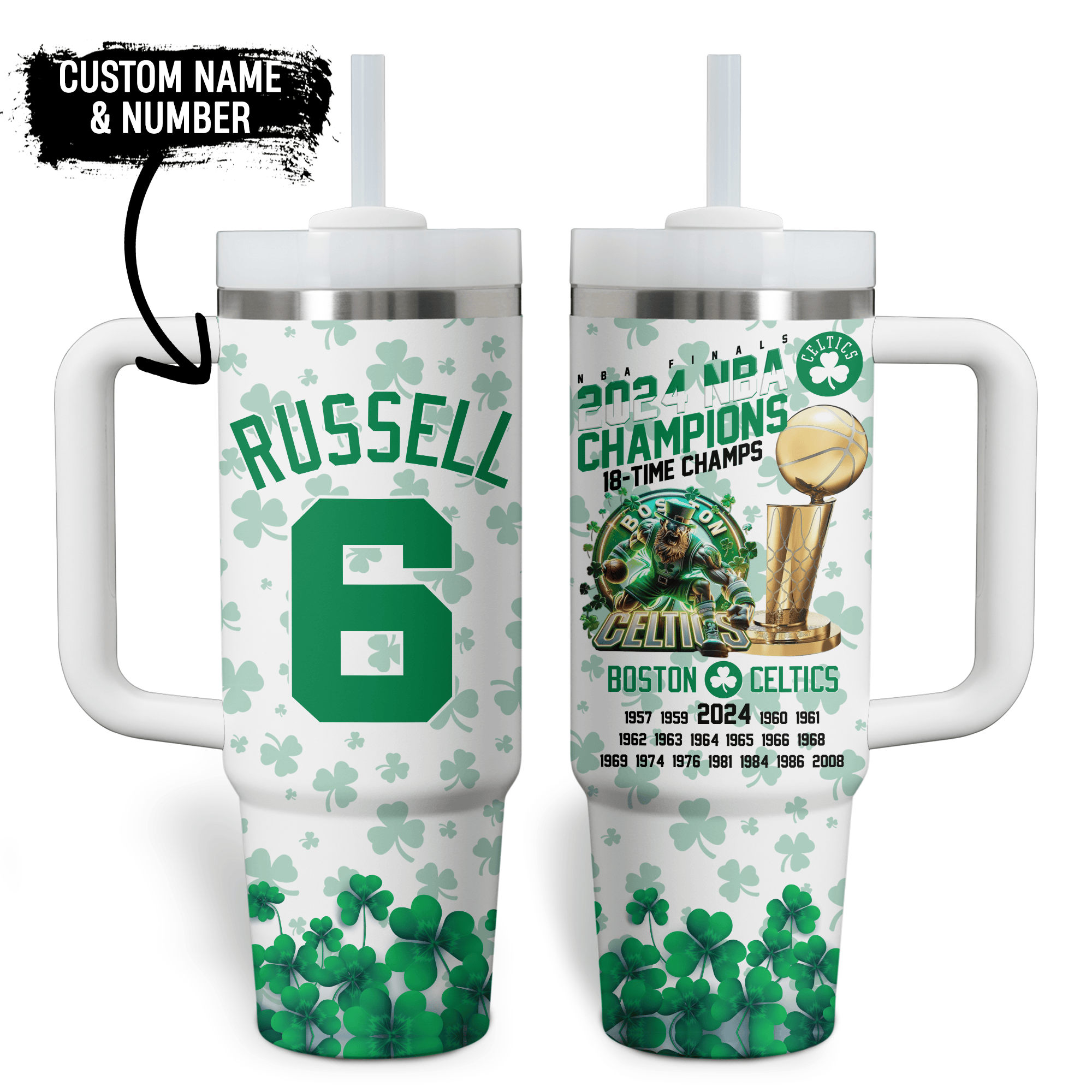 Custom Boston Basketball Champions Mug - Personalized Name & Number