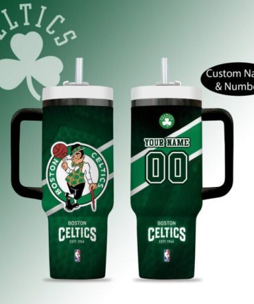 Custom Boston Celtics Tumbler - Personalized Name & Number Mug