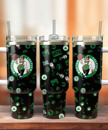 Boston Celtics Fan Tumbler - Insulated Travel Mug with Handle & Straw