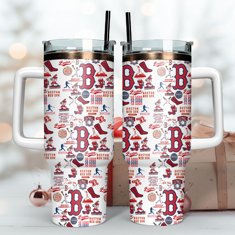 Boston Themed Stainless Steel Tumbler with Handle - Perfect for Sports Fans - Image 2