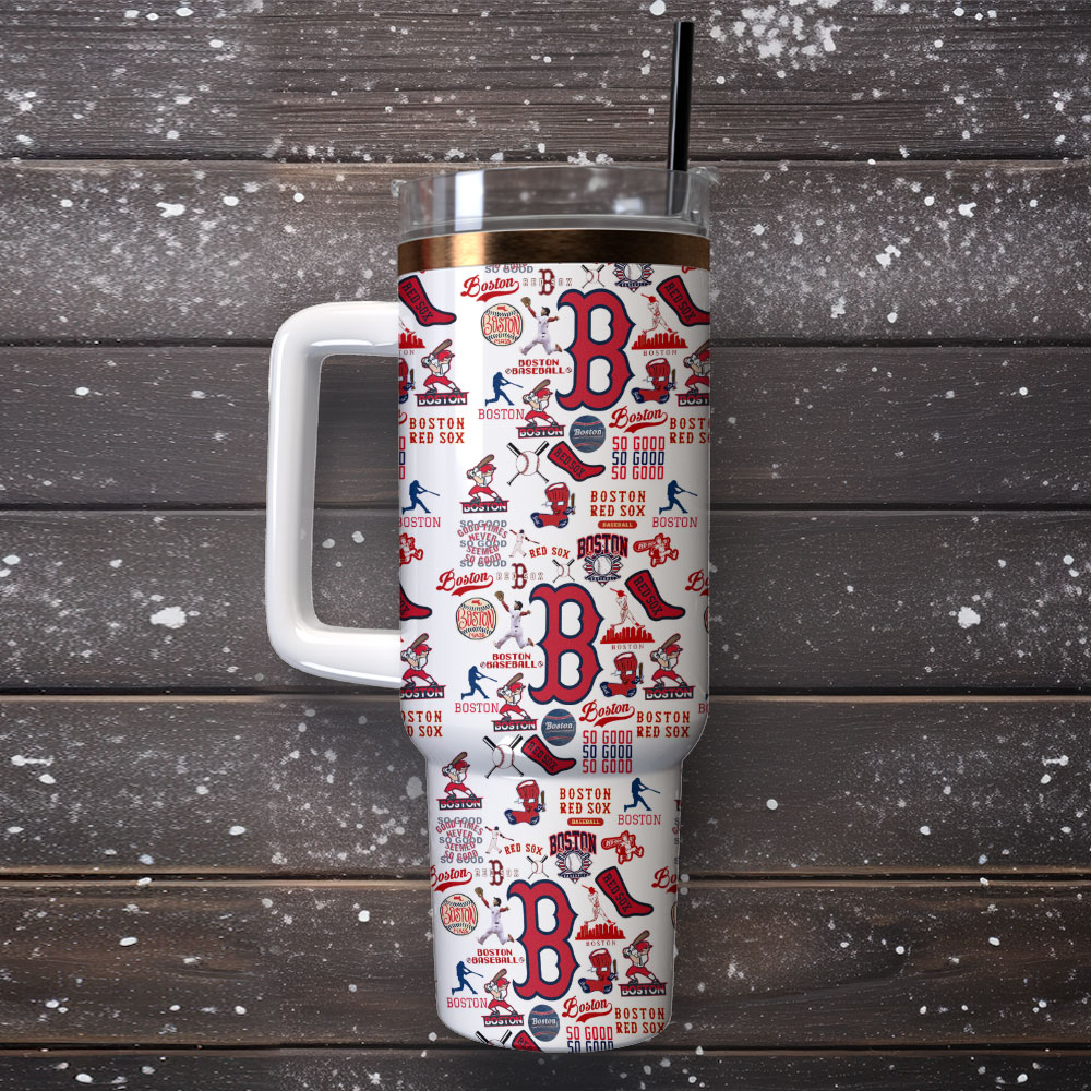 Boston Themed Stainless Steel Tumbler with Handle - Perfect for Sports Fans - Image 4