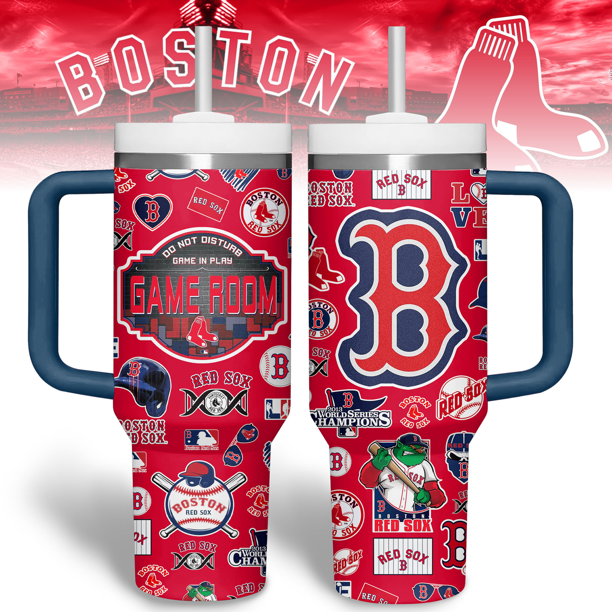Celebrate Your Team Spirit with Boston Red Sox Game Room Tumbler Mug - Image 4
