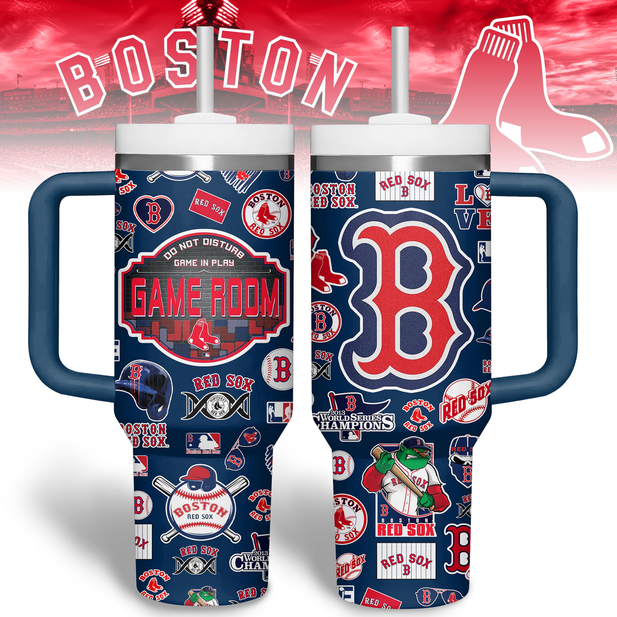 Celebrate Your Team Spirit with Boston Red Sox Game Room Tumbler Mug - Image 6