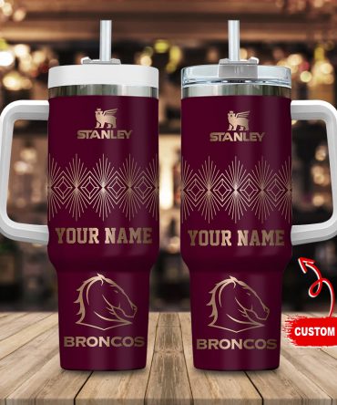 Custom Engraved Stanley Tumbler - Broncos Design with Personalized Name