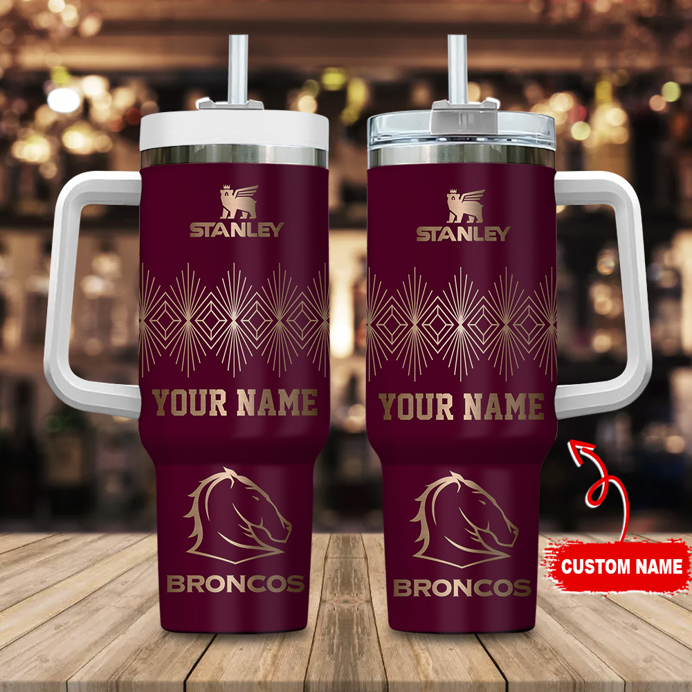 Custom Engraved Stanley Tumbler - Broncos Design with Personalized Name