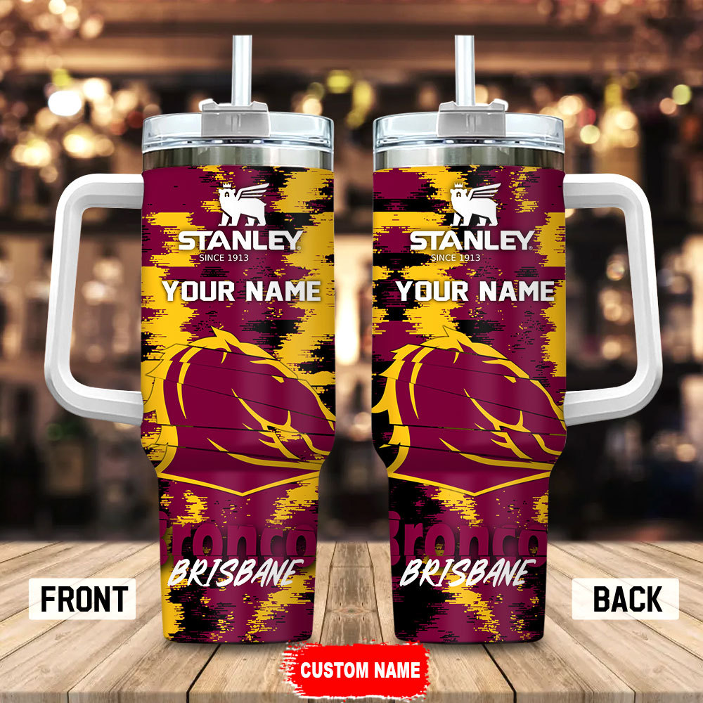 Personalized Brisbane Broncos Stanley Tumbler with Handle & Straw