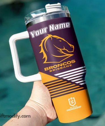 Custom Brisbane Broncos Tumbler with Handle - Personalized Insulated Mug