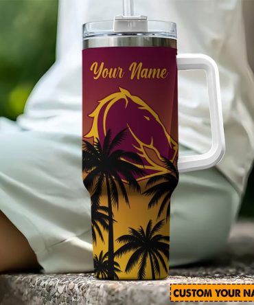 Custom Name Horse Tumbler with Handle - Personalized Travel Mug