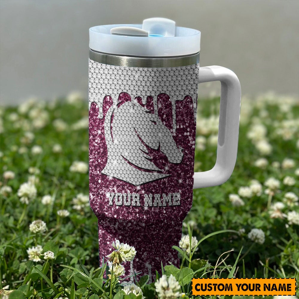 Personalized Horse Tumbler with Handle - Custom Name Glitter Design - Image 2