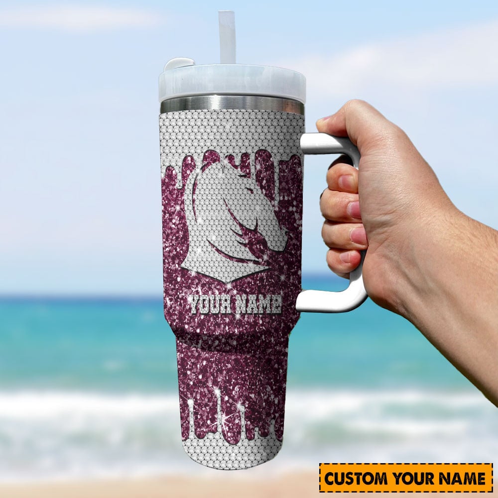 Personalized Horse Tumbler with Handle - Custom Name Glitter Design - Image 3