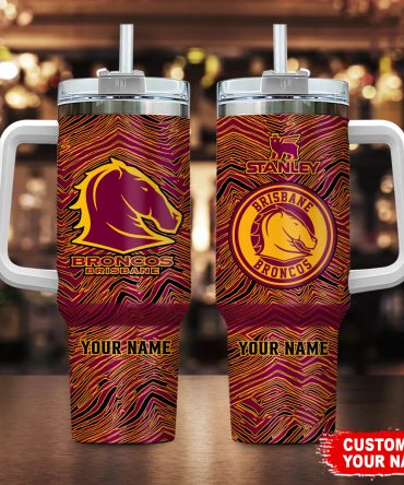Customizable Brisbane Broncos Tumbler with Handle - Personalized Fan Gift
