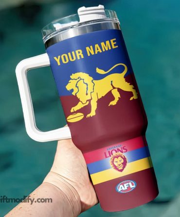 Personalized Brisbane Lions AFL Tumbler with Name - Perfect Gift for Fans