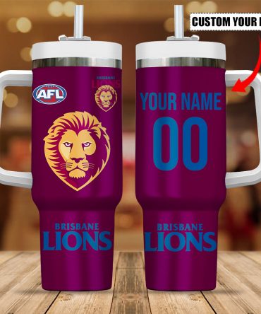 Custom Brisbane Lions Tumbler with Handle – Personalize Your Name & Number!