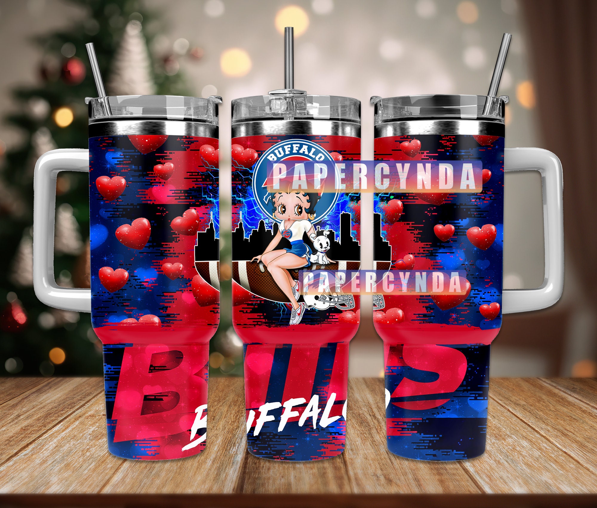 Vibrant Retro Cartoon Tumbler with Straw - Heart Design