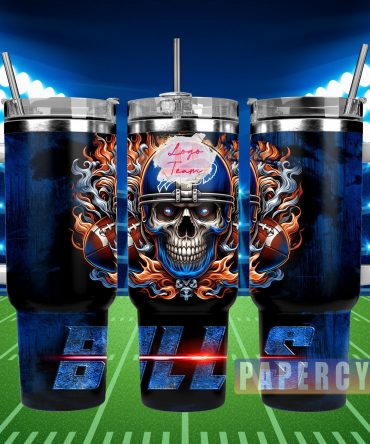 Skull Flame Football Tumbler - Double Wall Insulated Sports Mug