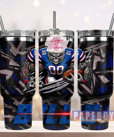 Ultimate Skull Football Tumbler – Insulated Mug with Straw & Handle
