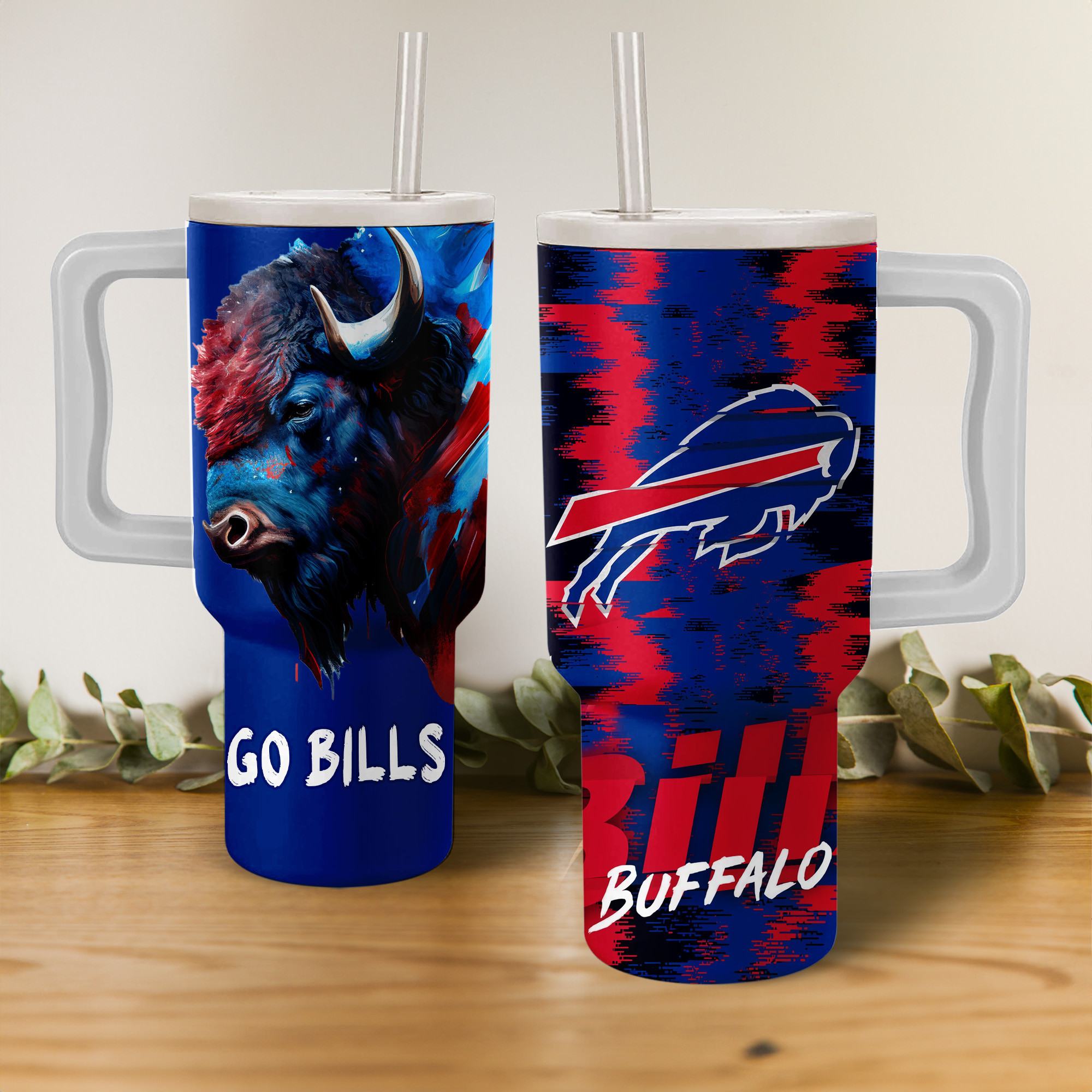 Buffalo Pride Tumbler with Straw - Double-Sided Sports Fan Mug