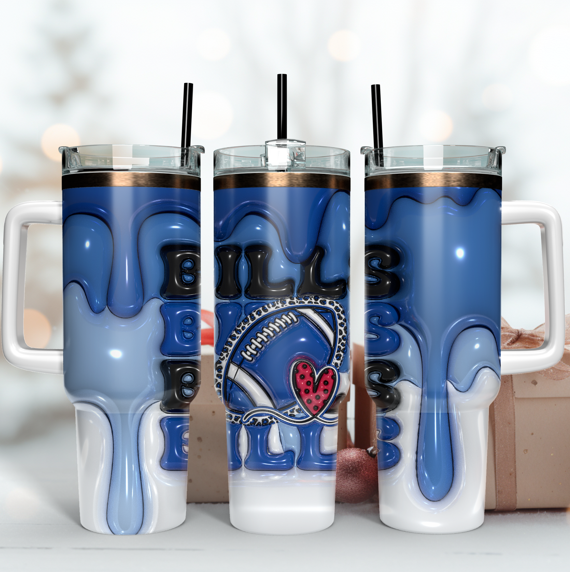 Stylish Blue Football Tumbler - Perfect Gift for Sports Fans